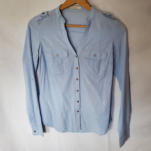 Stradivarius Zara Long Sleeve Women's Shirt Roll Tab Sleeve - Picture 2 of 8